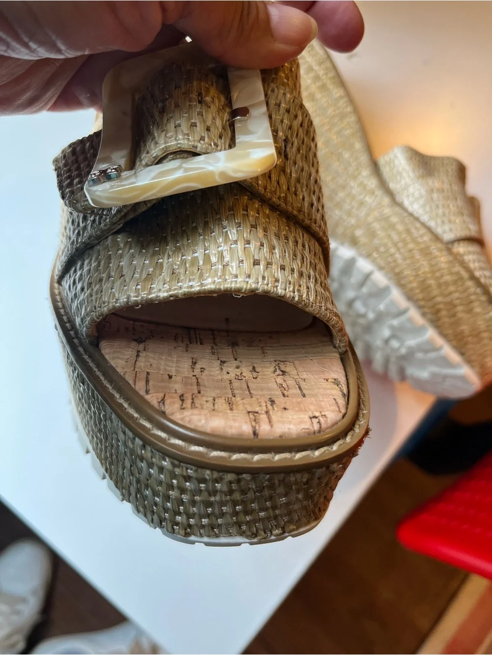 Sam Edelman Livi Platform Woven Wedge Slide Sandals in Natural